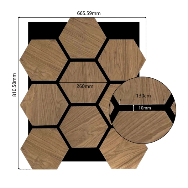 Tema Home MDF Hexagon Acoustic Panel (Brown) - Image 2